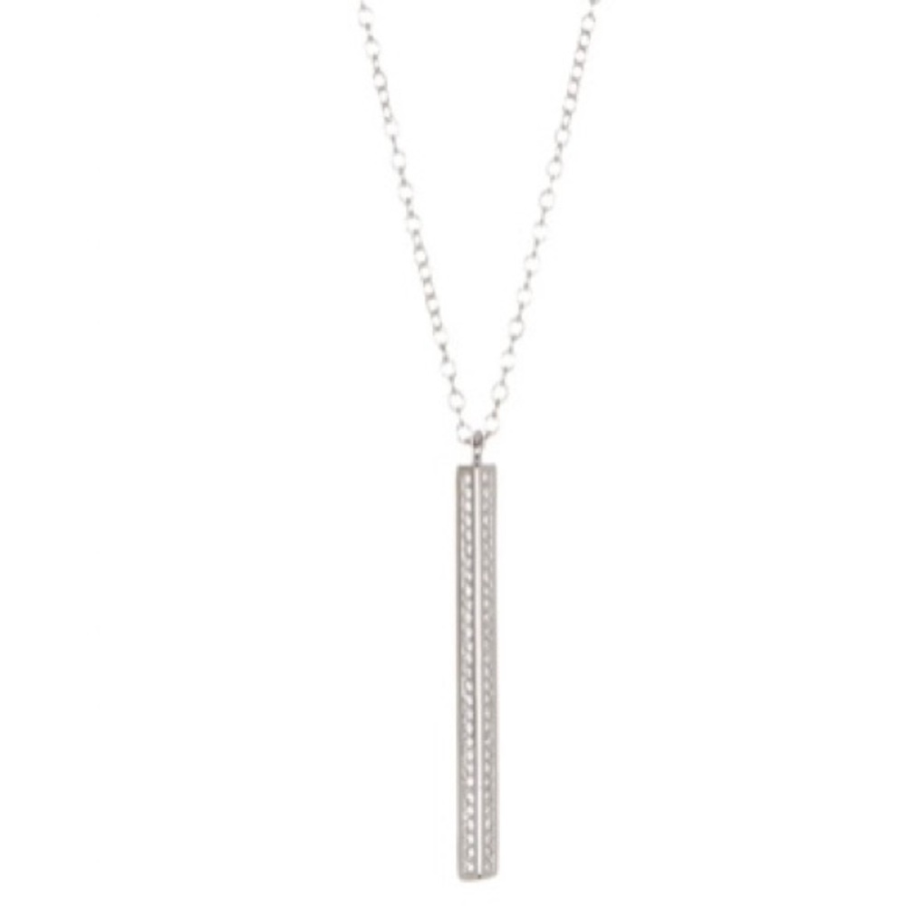 ADORNIA Sterling Silver Swarovski Crystal Accented Bar Drop Necklace